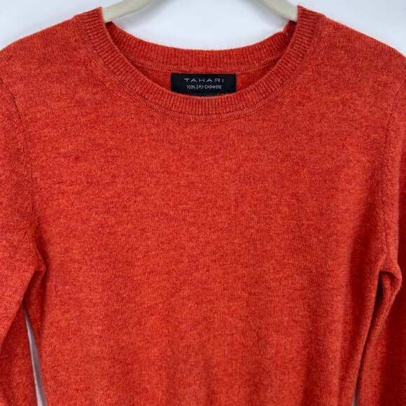 Tahari Cashmere Sweater S Crew Neck Pullover Burnt Orange - Picture 6 of 7